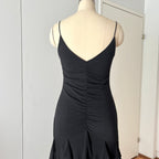 Y2K Black Ruched Formal Gown-90s BARI JAY Rhinestone Maxi Dress