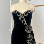 1980s Black Strapless Prom Dress-DAVID BUTLER Gold Sequin Cocktail Mini Gown