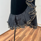 1980s Black Strapless Prom Dress-DAVID BUTLER Gold Sequin Cocktail Mini Gown