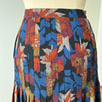 1970s Abstract Pleated Midi Skirt-80s Floral Accordion Pleated Aline Skirt
