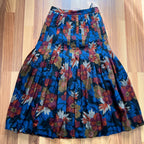 1970s Abstract Pleated Midi Skirt-80s Floral Accordion Pleated Aline Skirt