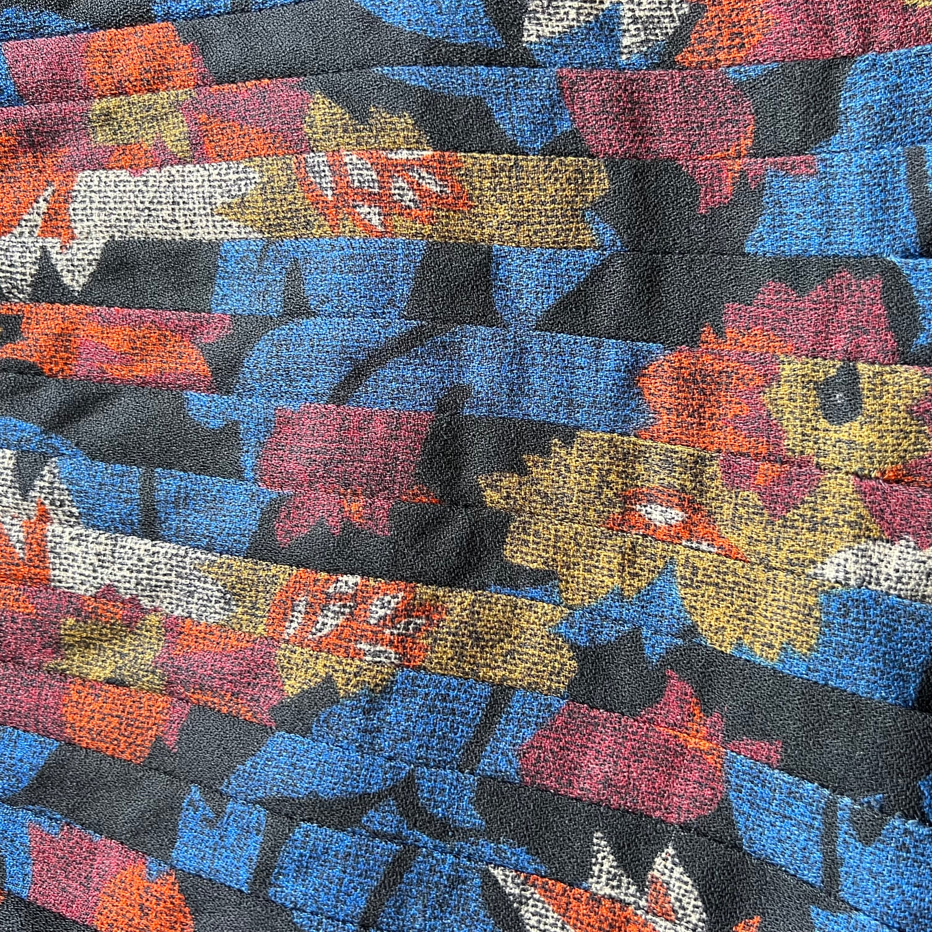 1970s Abstract Pleated Midi Skirt-80s Floral Accordion Pleated Aline Skirt