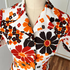 1970s  Mod Floral Mini Dress-Flower Power Space Age Aline Gogo Twiggy Style Dress EU 36