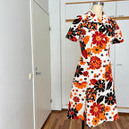 1970s  Mod Floral Mini Dress-Flower Power Space Age Aline Gogo Twiggy Style Dress EU 36