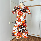 1970s  Mod Floral Mini Dress-Flower Power Space Age Aline Gogo Twiggy Style Dress EU 36