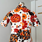 1970s  Mod Floral Mini Dress-Flower Power Space Age Aline Gogo Twiggy Style Dress EU 36