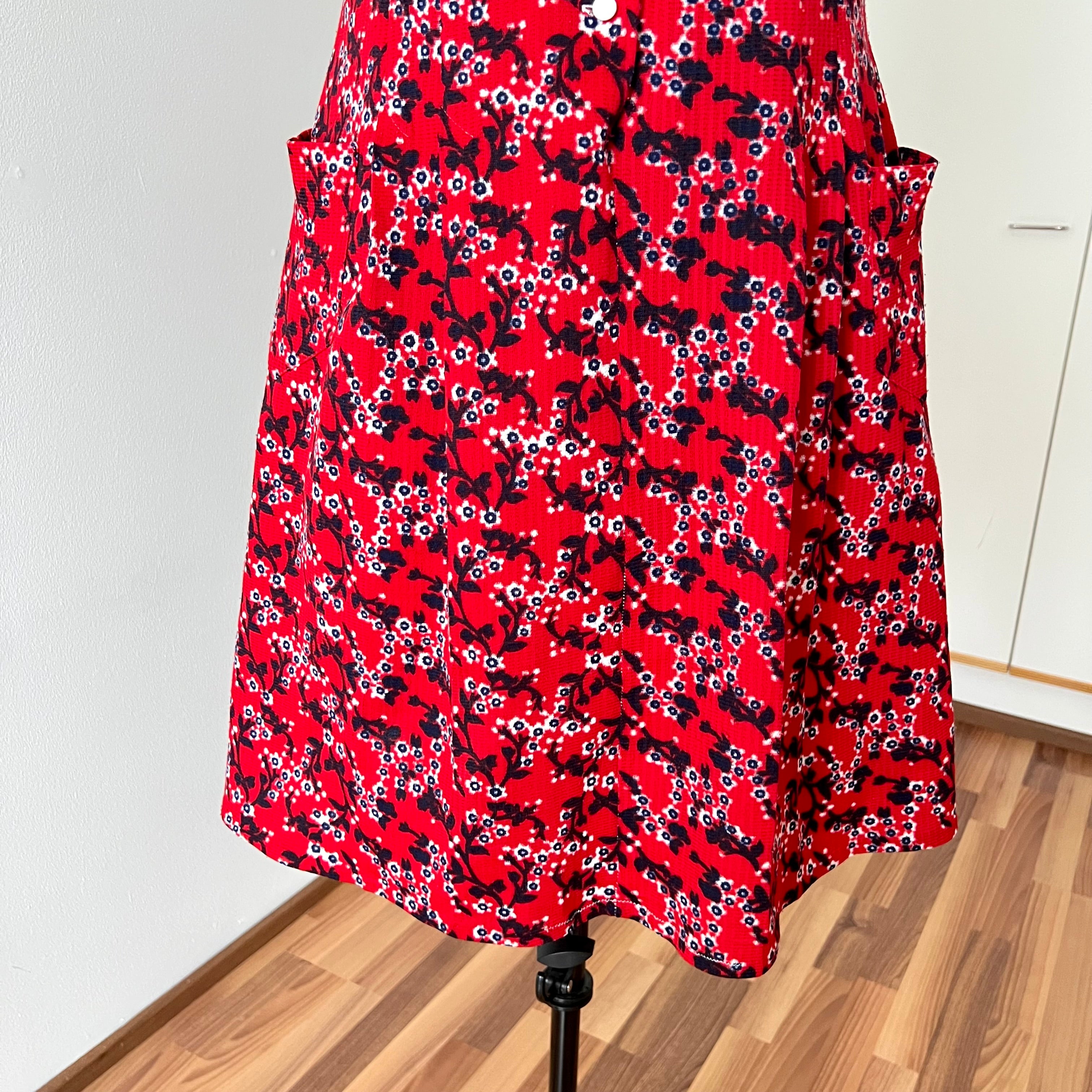 1970s Plus Size Mod Shift Dress-Vintage Floral Button Front Day Dress EU 42