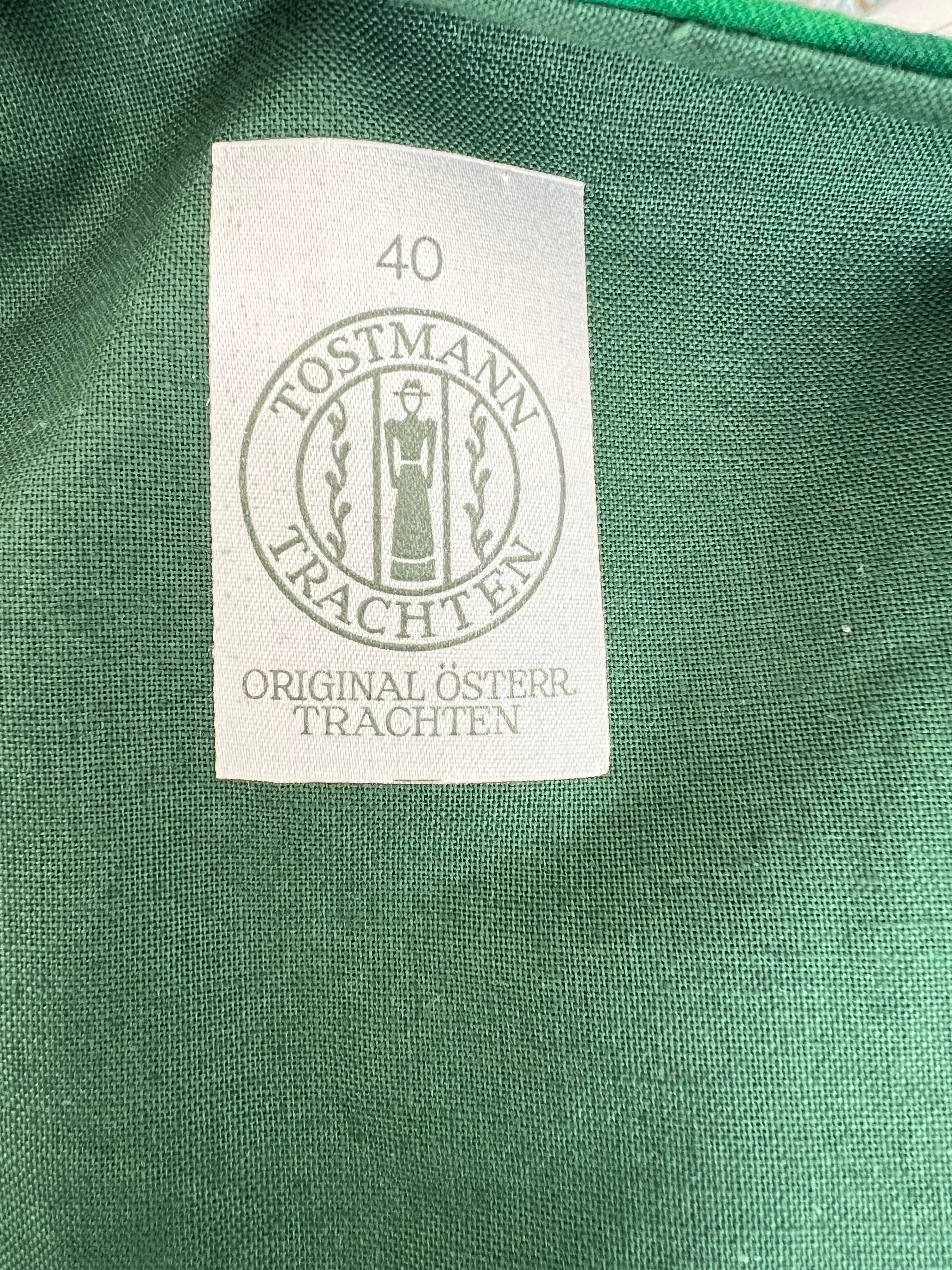 1980s Vintage Tostmann Trachten Dirndl Dress-Austrian Folk Green Oktoberfest Dress EU 40