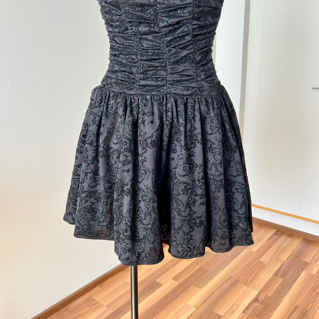 Vintage 90s Black Strapless Party Dress-Y2K Ruched Prom Dress