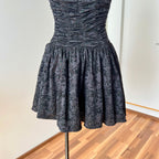 Vintage 90s Black Strapless Party Dress-Y2K Ruched Prom Dress