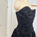 Vintage 90s Black Strapless Party Dress-Y2K Ruched Prom Dress
