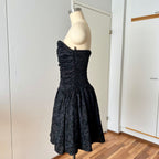 Vintage 90s Black Strapless Party Dress-Y2K Ruched Prom Dress