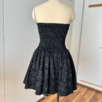 Vintage 90s Black Strapless Party Dress-Y2K Ruched Prom Dress