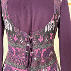 1970s Vintage Mod Mini Dress-Floral Psychedelic Virgin Wool Dress EU 42