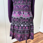 1970s Vintage Mod Mini Dress-Floral Psychedelic Virgin Wool Dress EU 42