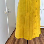 1960s/1970s Vintage Yellow Mod Shirt Dress-Plus Size Aline Button Front Day Dress EU 46