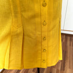 1960s/1970s Vintage Yellow Mod Shirt Dress-Plus Size Aline Button Front Day Dress EU 46