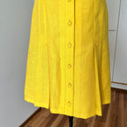 1960s/1970s Vintage Yellow Mod Shirt Dress-Plus Size Aline Button Front Day Dress EU 46
