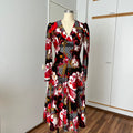1970s Vintage Psychedelic Floral Midi Dress-Paisley Swirl Boho Dress