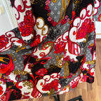 1970s Vintage Psychedelic Floral Midi Dress-Paisley Swirl Boho Dress