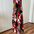 1970s Vintage Psychedelic Floral Midi Dress-Paisley Swirl Boho Dress