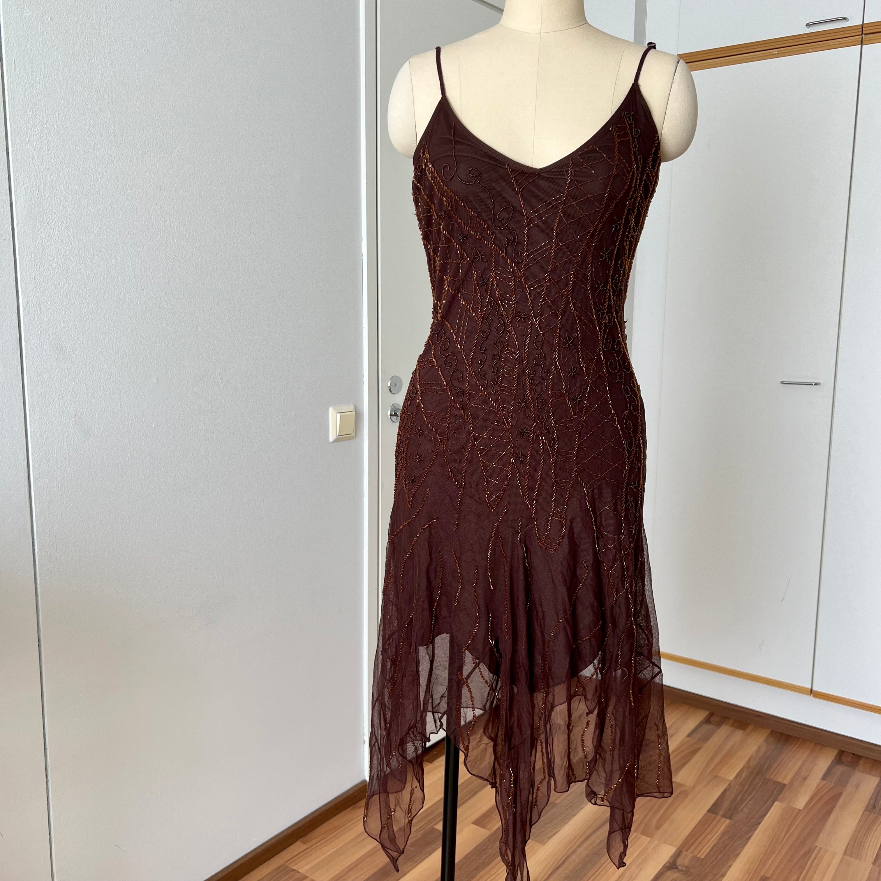 Y2K Beaded Fairycore Midi Dress-Spaghetti Straps Whimsygoth Dress