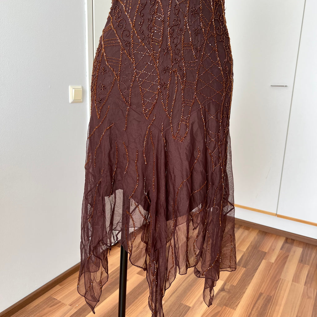 Y2K Beaded Fairycore Midi Dress-Spaghetti Straps Whimsygoth Dress