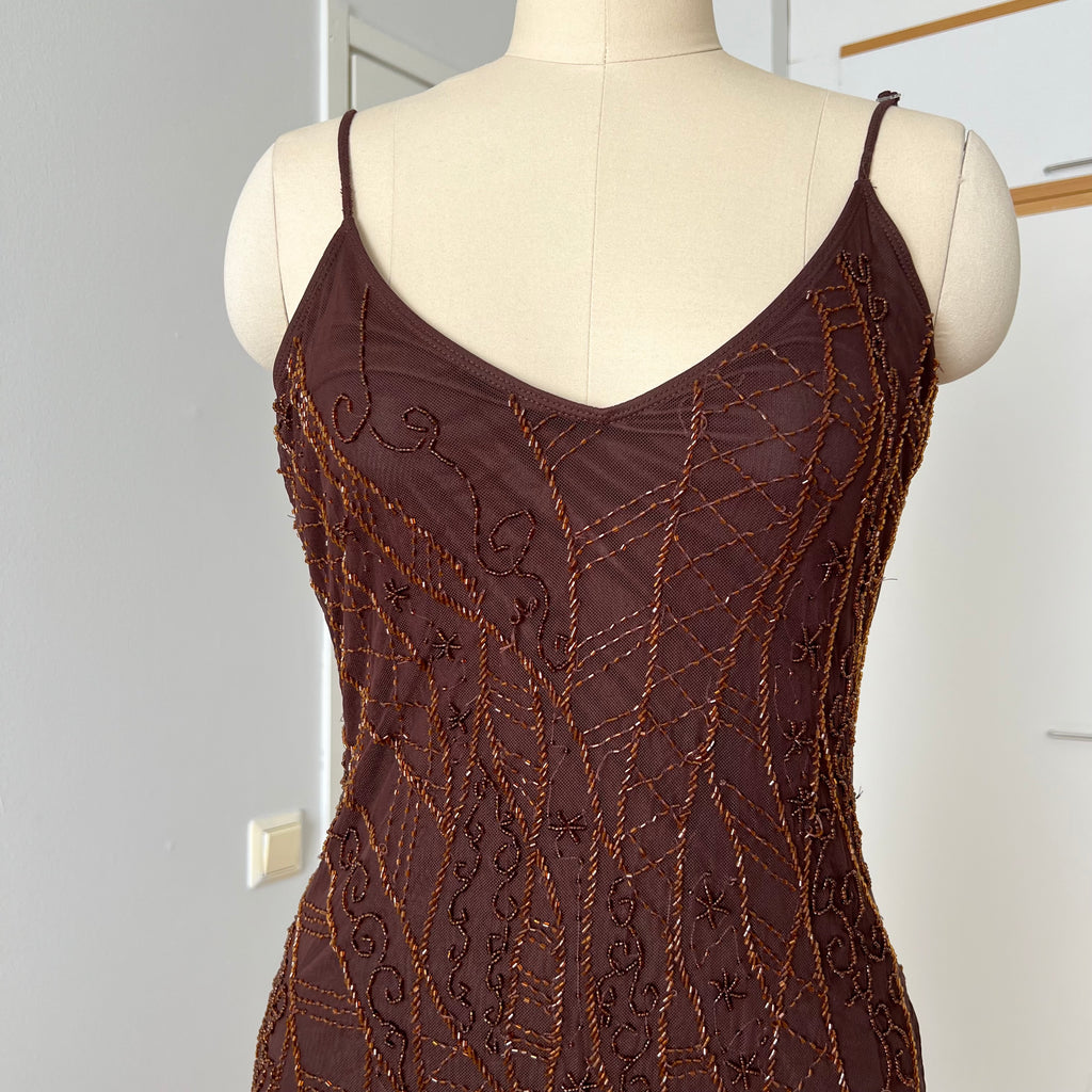 Y2K Beaded Fairycore Midi Dress-Spaghetti Straps Whimsygoth Dress
