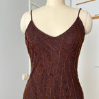 Y2K Beaded Fairycore Midi Dress-Spaghetti Straps Whimsygoth Dress