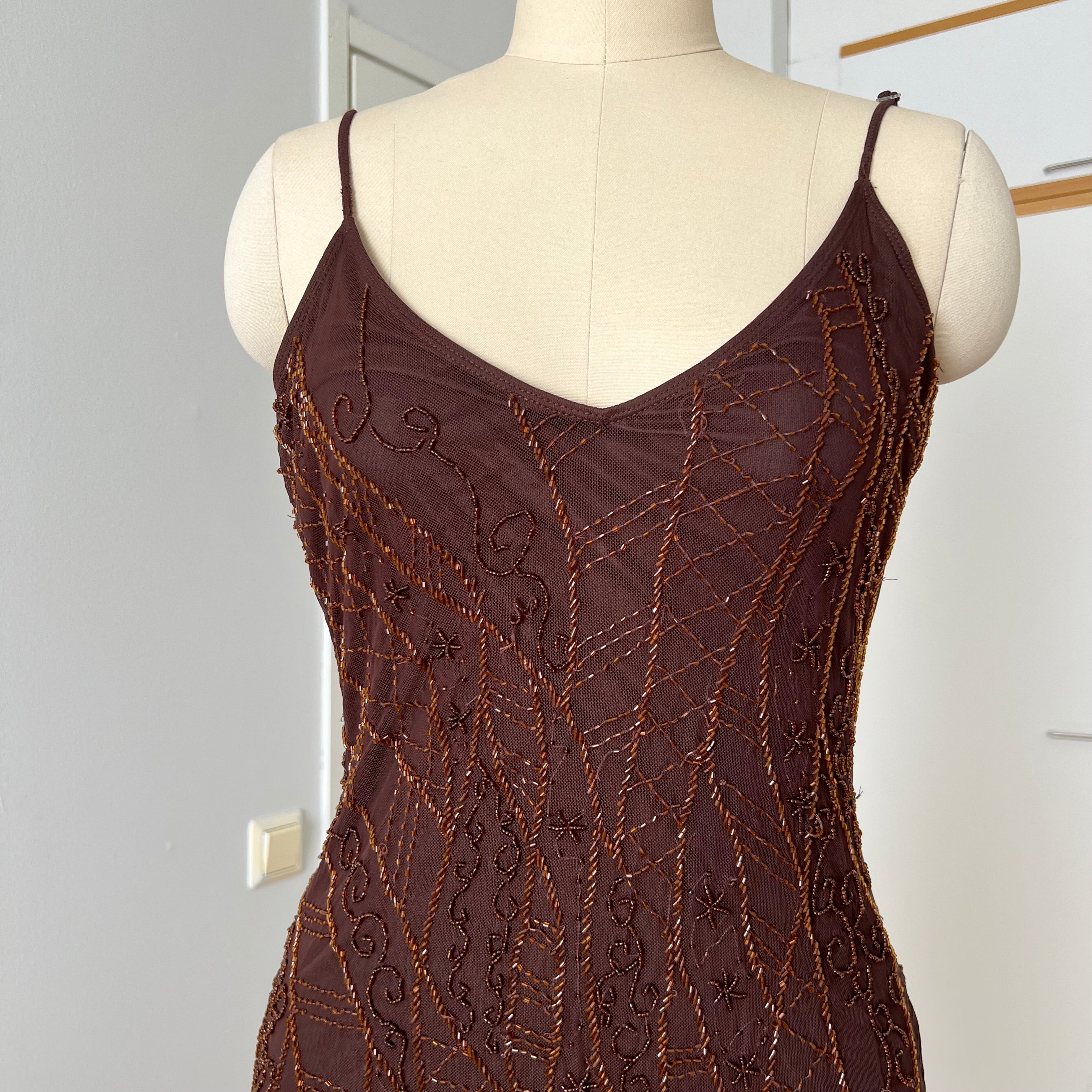 Y2K Beaded Fairycore Midi Dress-Spaghetti Straps Whimsygoth Dress