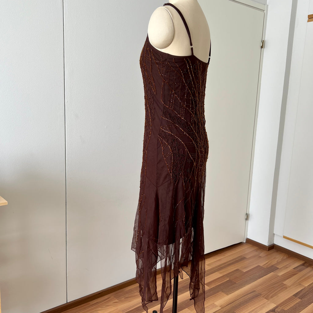 Y2K Beaded Fairycore Midi Dress-Spaghetti Straps Whimsygoth Dress
