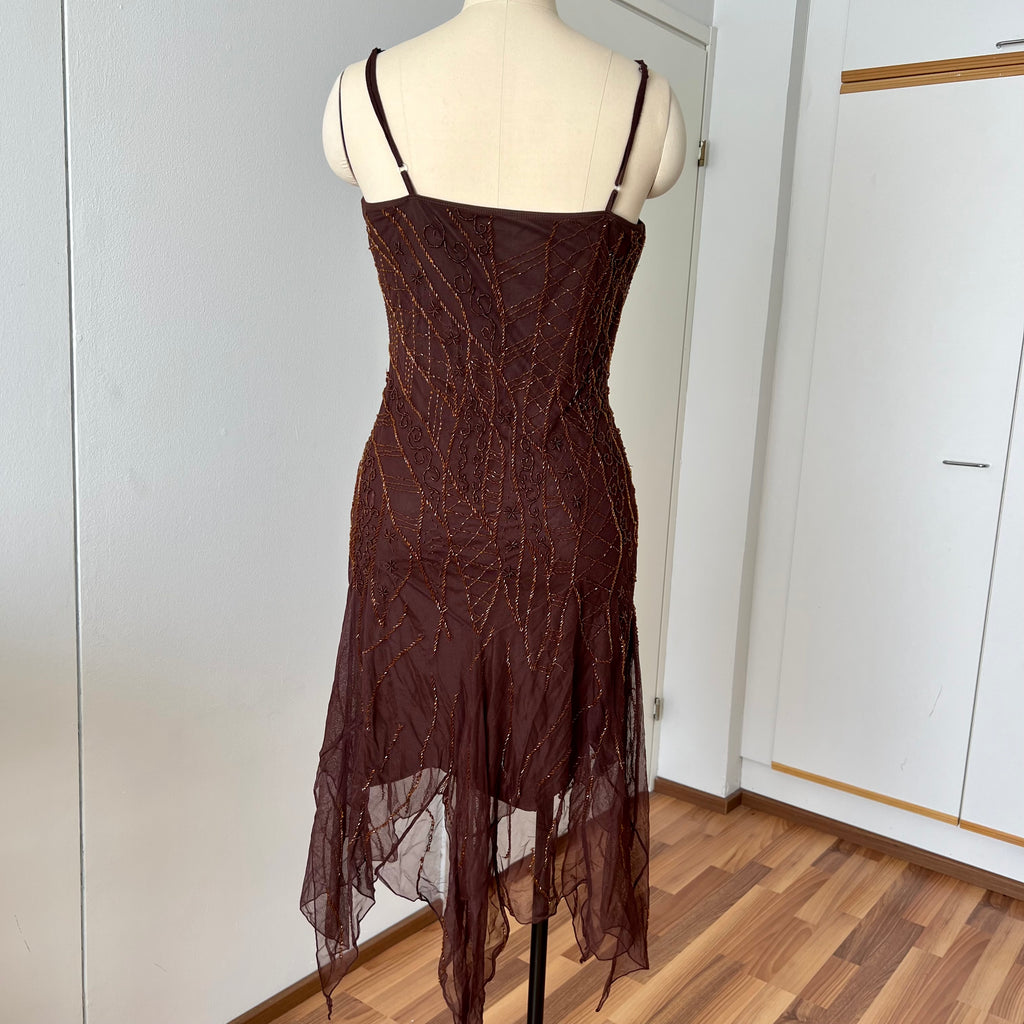 Y2K Beaded Fairycore Midi Dress-Spaghetti Straps Whimsygoth Dress