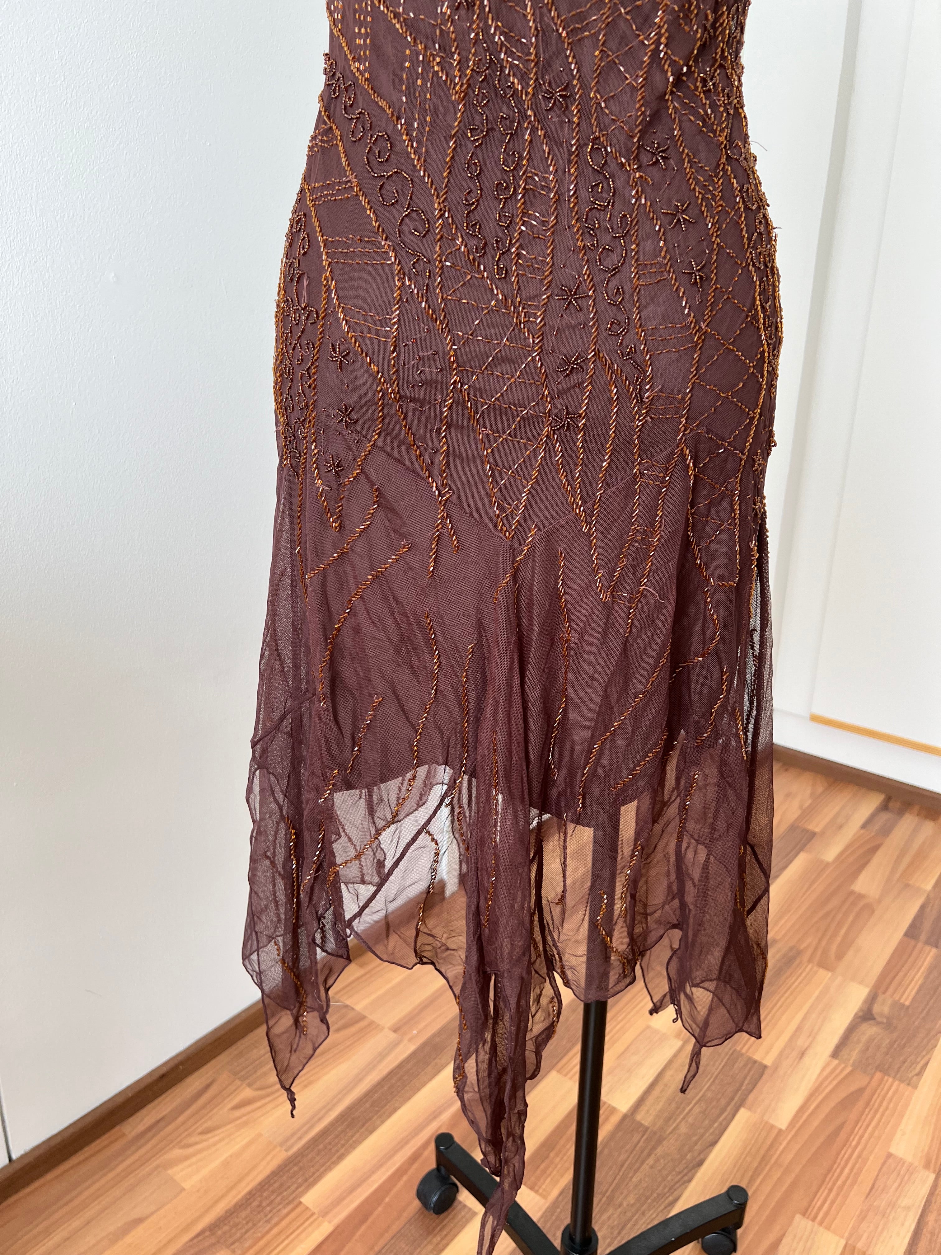 Y2K Beaded Fairycore Midi Dress-Spaghetti Straps Whimsygoth Dress