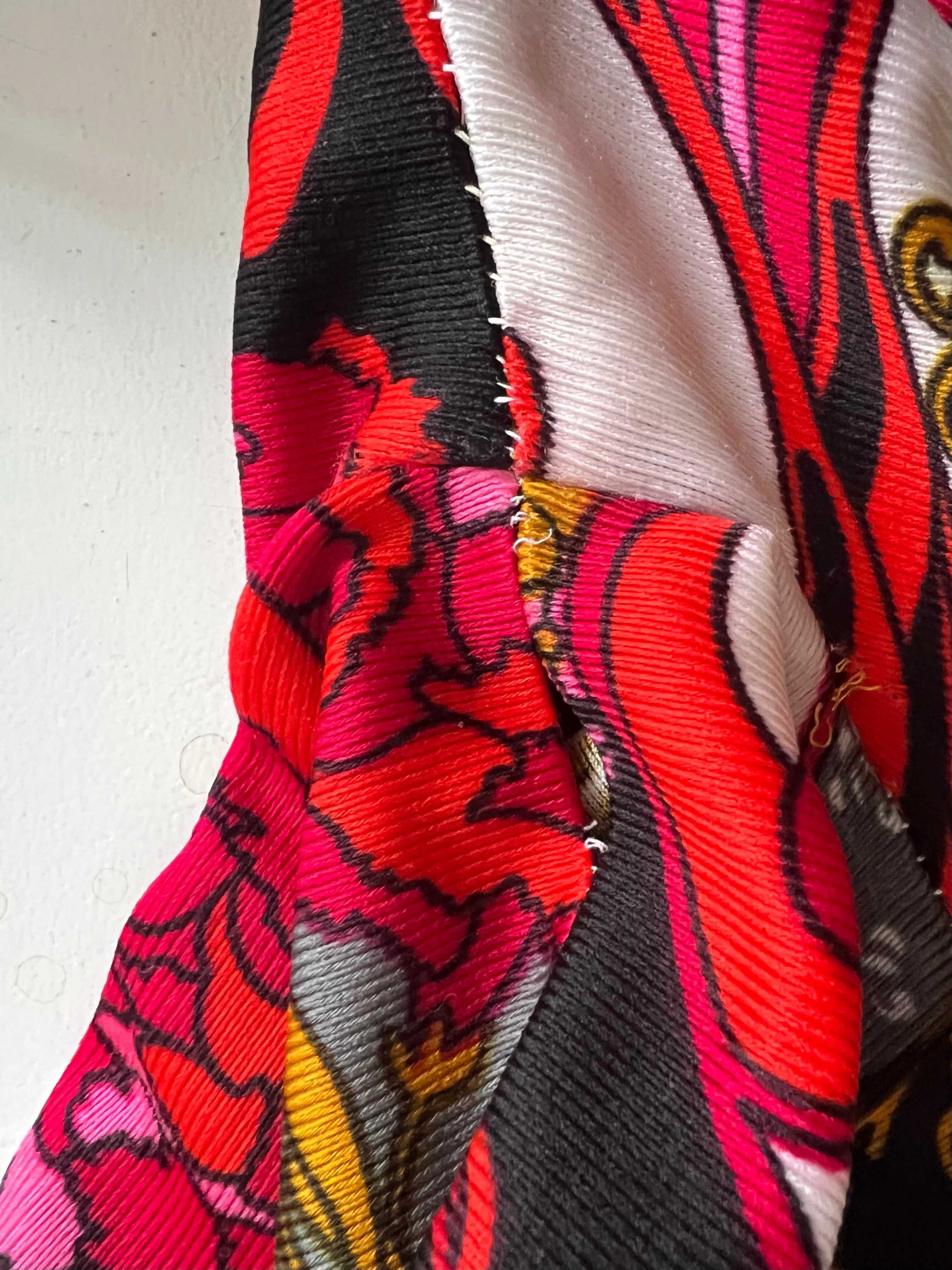 1970s Vintage Psychedelic Floral Midi Dress-Paisley Swirl Boho Dress