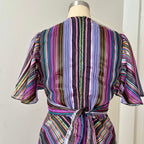 1970s Vintage VERA MONT Chevron Stripe Maxi Dress-V Neck Aline Formal Dress