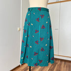 1980s Cotton Pleated Midi Skirt-High Waisted Preppy Summer Skirt-Striped Aline Skirt EU 38