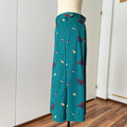 1980s Cotton Pleated Midi Skirt-High Waisted Preppy Summer Skirt-Striped Aline Skirt EU 38