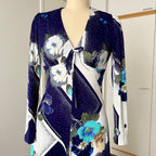 70s Floral Boho Maxi Dress – Mod Geometric Garden Party Gown (EU 38)