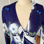 70s Floral Boho Maxi Dress – Mod Geometric Garden Party Gown (EU 38)