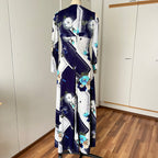 70s Floral Boho Maxi Dress – Mod Geometric Garden Party Gown (EU 38)