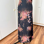 1970s Floral Maxi Dress With Scarf-Deha of Sweden Boho Hippie Dress