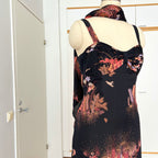 1970s Floral Maxi Dress With Scarf-Deha of Sweden Boho Hippie Dress