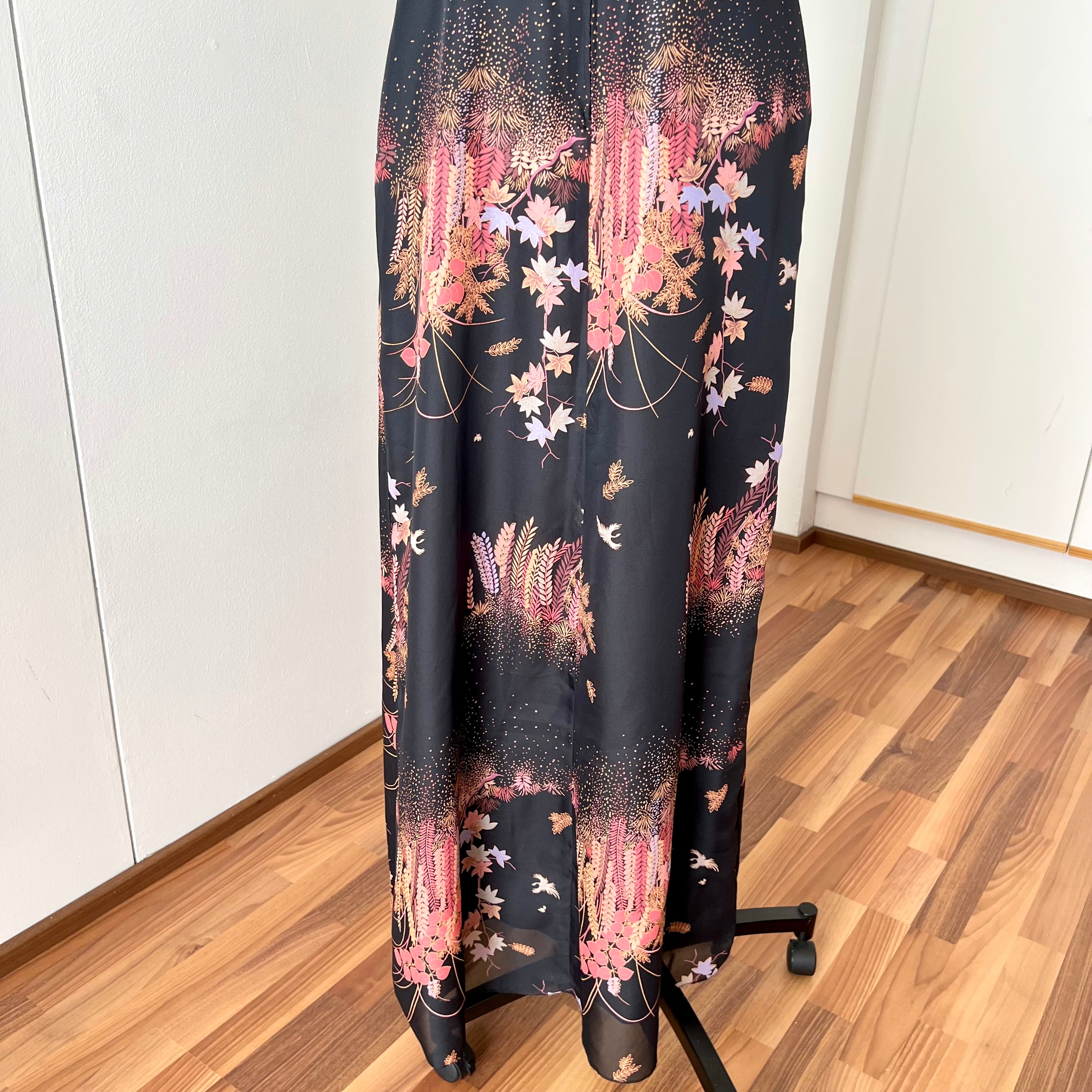 1970s Floral Maxi Dress With Scarf-Deha of Sweden Boho Hippie Dress