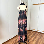 1970s Floral Maxi Dress With Scarf-Deha of Sweden Boho Hippie Dress