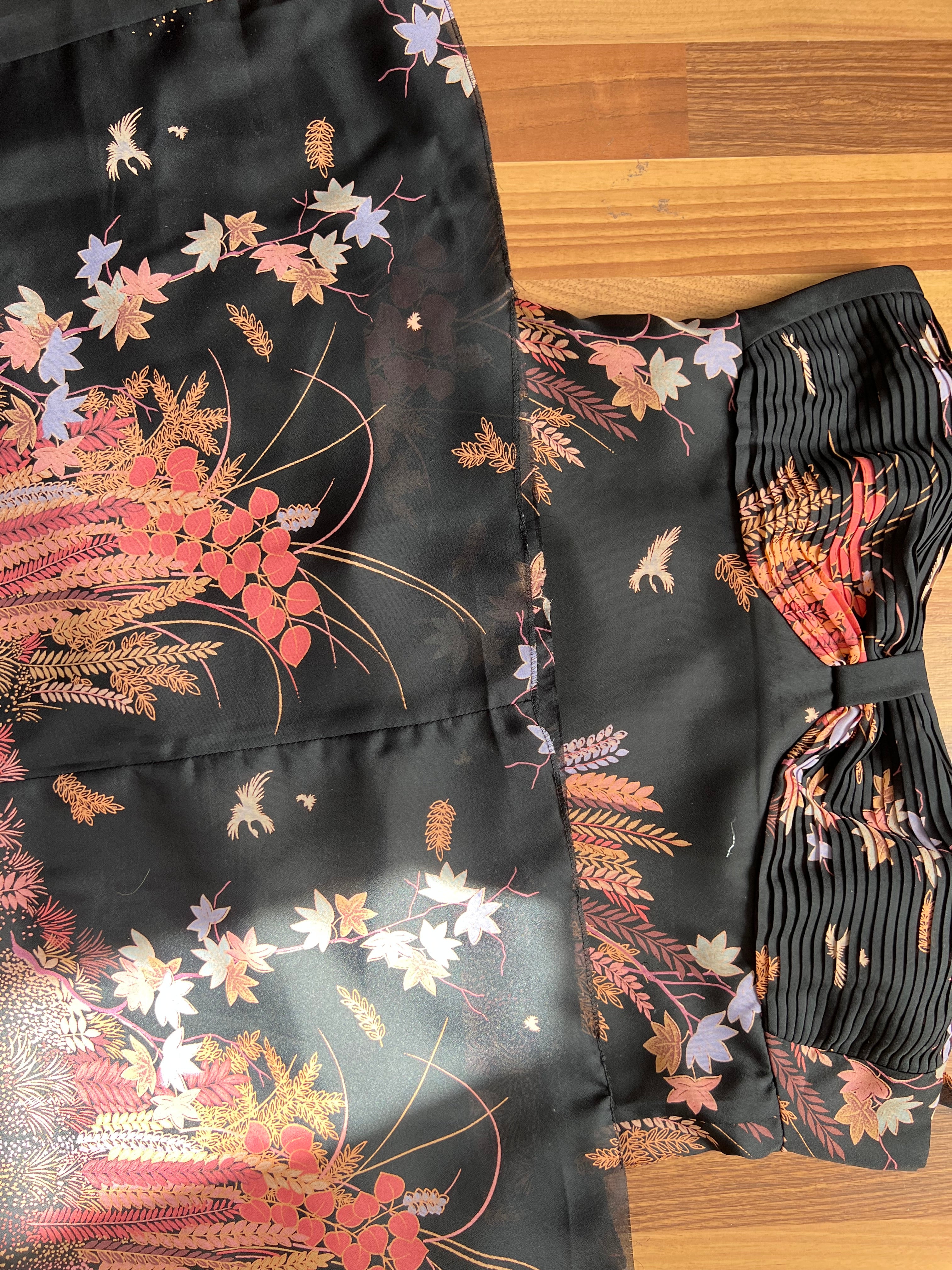 1970s Floral Maxi Dress With Scarf-Deha of Sweden Boho Hippie Dress