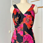 1970s Vintage Floral Maxi Dress-Sleeveless V Neck Summer Sun Dress
