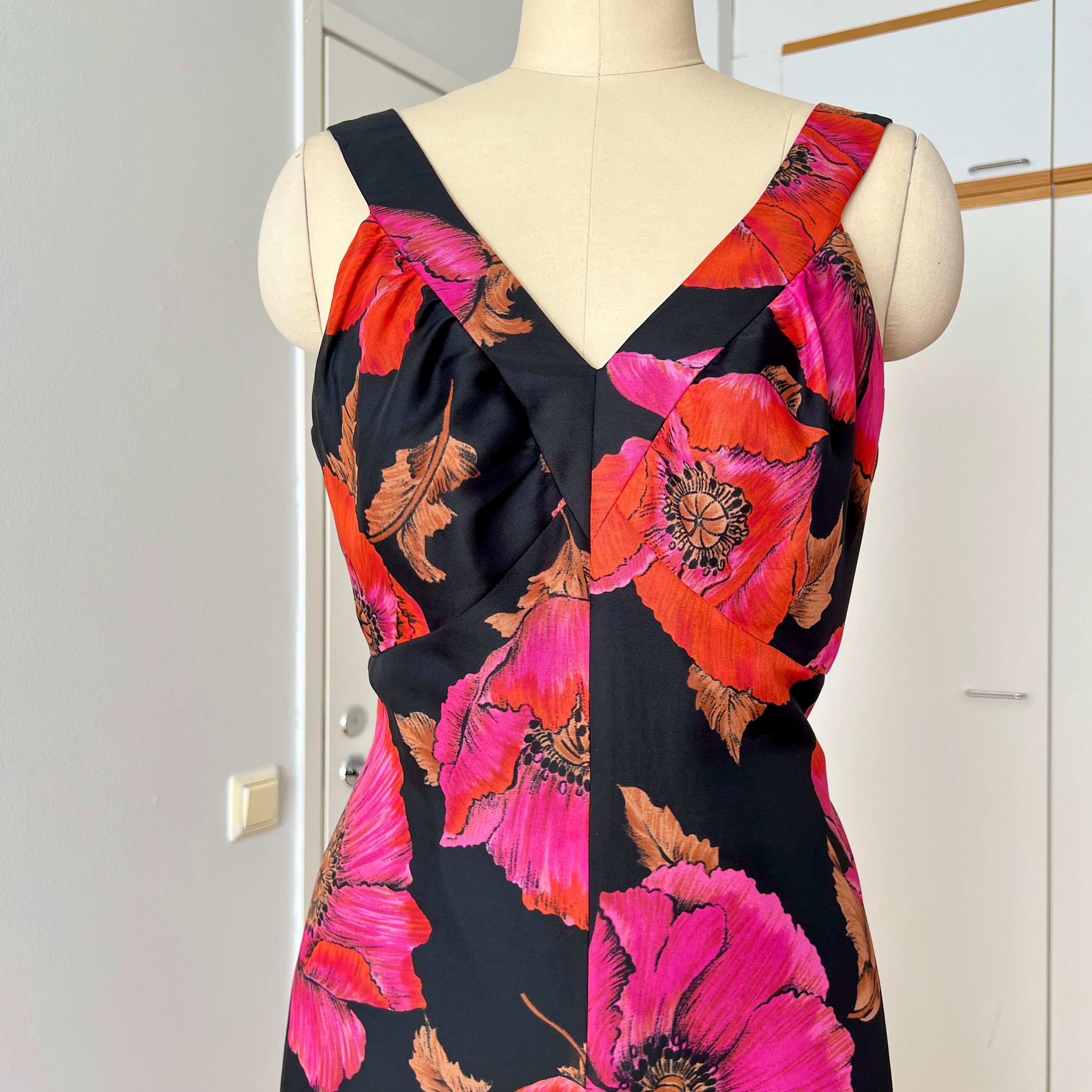 1970s Vintage Floral Maxi Dress-Sleeveless V Neck Summer Sun Dress