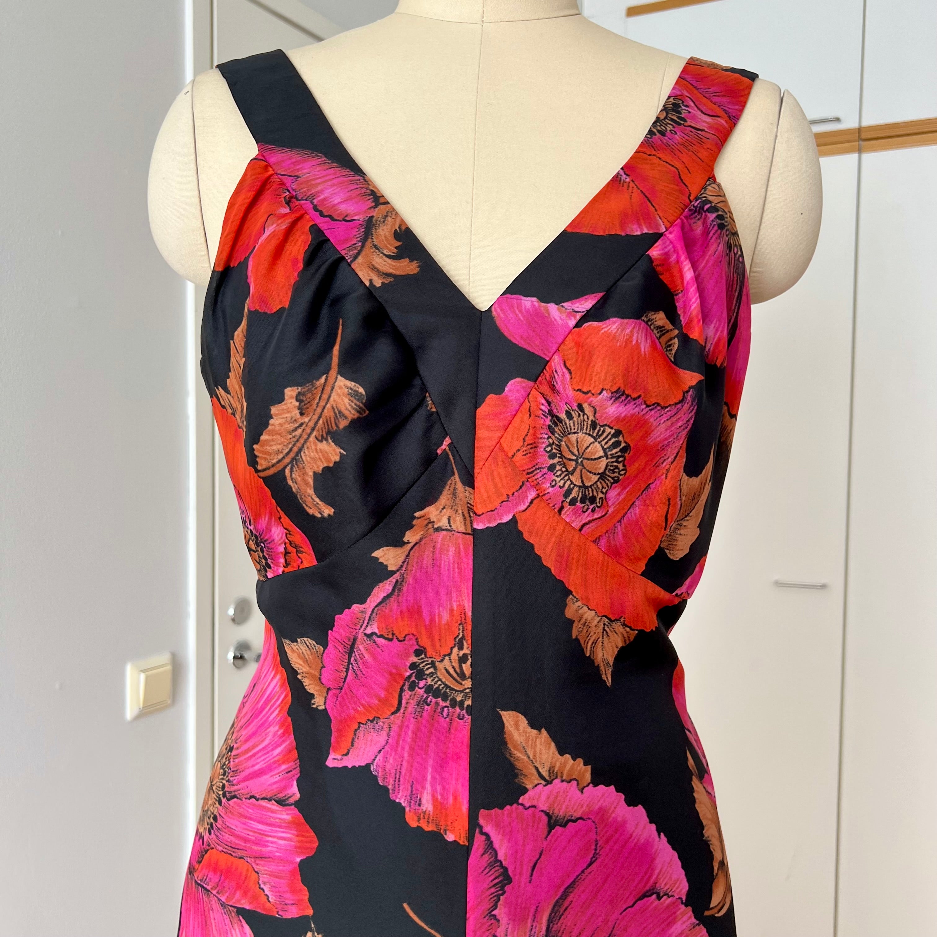 1970s Vintage Floral Maxi Dress-Sleeveless V Neck Summer Sun Dress