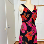 1970s Vintage Floral Maxi Dress-Sleeveless V Neck Summer Sun Dress