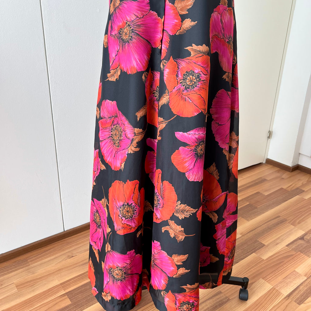 1970s Vintage Floral Maxi Dress-Sleeveless V Neck Summer Sun Dress